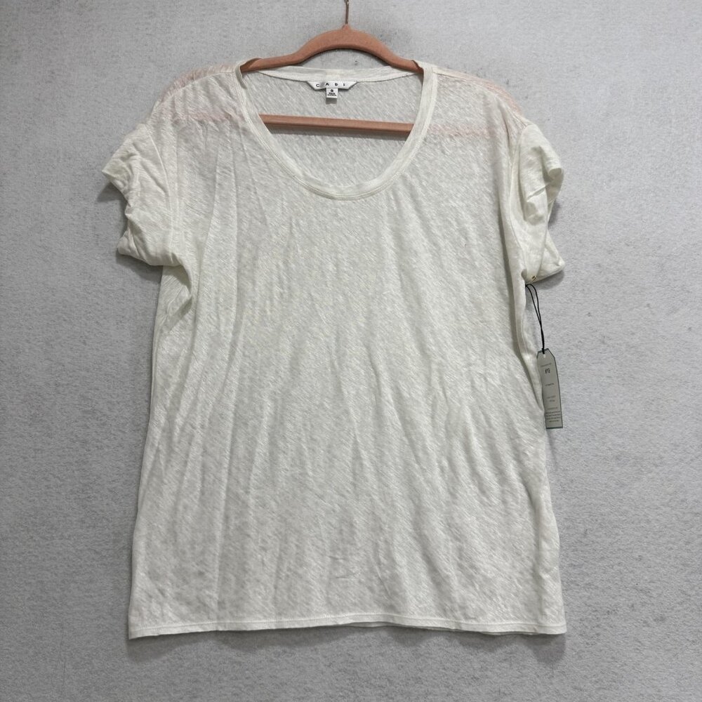 CAbi Cream Short sleeves Tee 100% linen knit